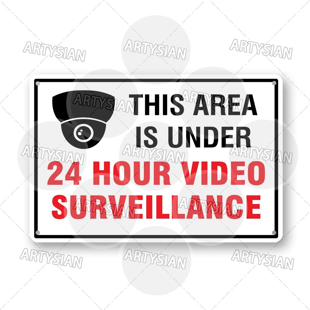 CCTV Surveillance Metal Sign Shop Security Plaque Camera Monitoring Shoplifting Warning Crime Deterren Safety Alert 24-Hour
