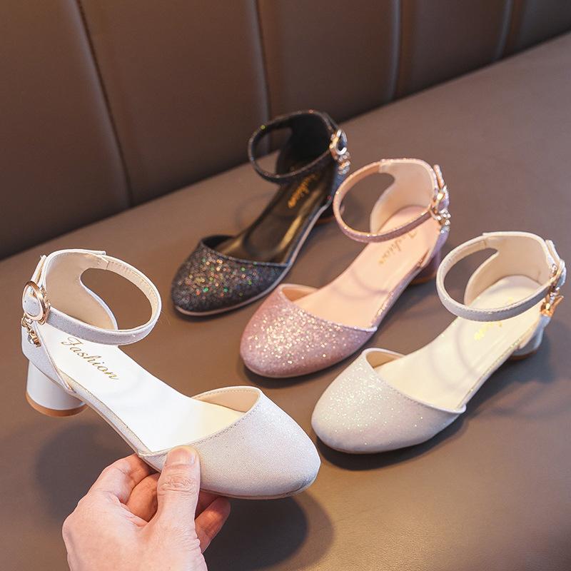 Dívčí sandály, Módní princeznovské boty, Letní nová kolekce, Střední a velké dětské vysoké podpatky, Jarní kolekce, Dívčí jednodílné boty