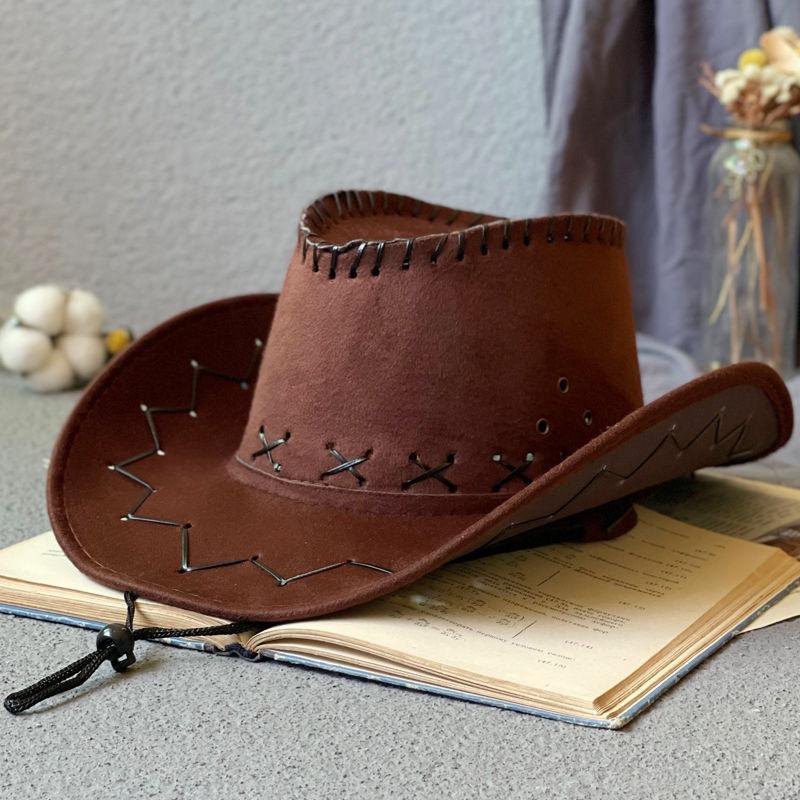 Summer Knight Cowboy Hat New Women's Big Edge Breathable Beach Hat Shading Leisure Sun Protection Travel Grassland Horseback Riding