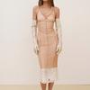 Sleeveless Mesh Cover Up Dress Lace Trim Slip Smock Sexy Sheer Mesh Dress  Lady Outfit