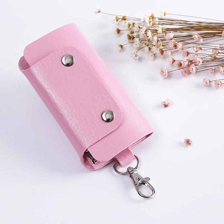 Customizable Solid Color PU Key Holder - New Style Corporate Promotion Keychain with Logo Print