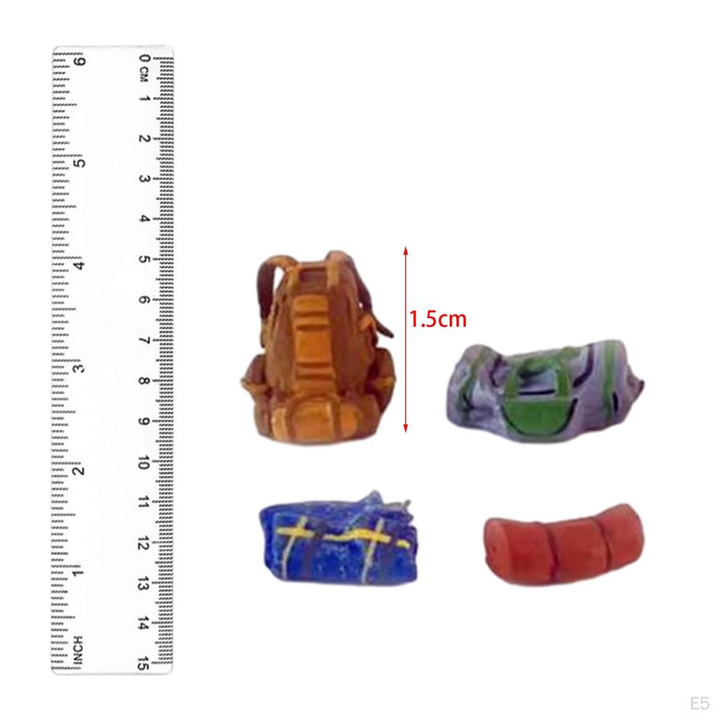 4 Stück 1/64 Reiserucksack Handbemalte Züge Architektonisches Desktop-Ornament Feengarten