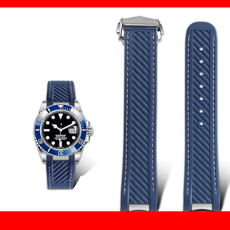 20mm Rubber Silicone Watch Strap Fit For Omega Seamaster 300 AT150 for Rolex black green water ghost watchband Folding buckle