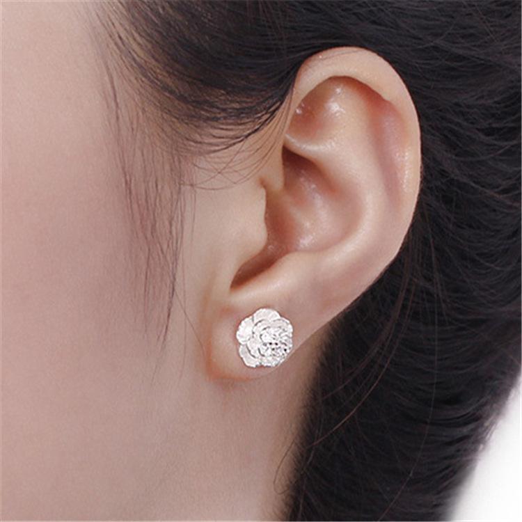 Kuaishou Fashion Silver-Plated Ear Studs Women's Romantic and Elegant Love Ear Studs Earrings