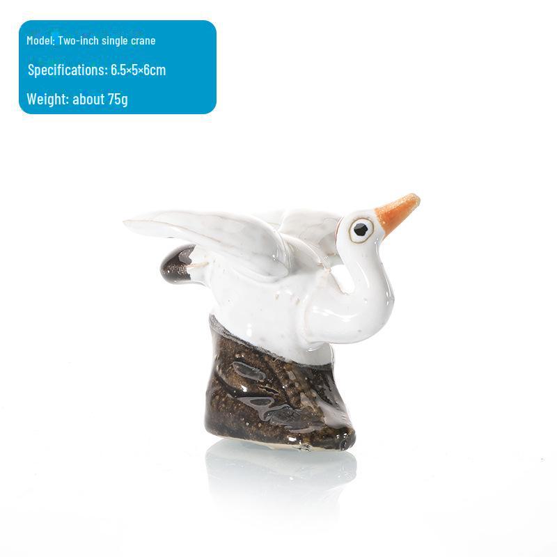 Ceramic Animal Ornaments for Aquarium Landscaping - Includes Duck, Cow, Crane, and Mandarin Duck.