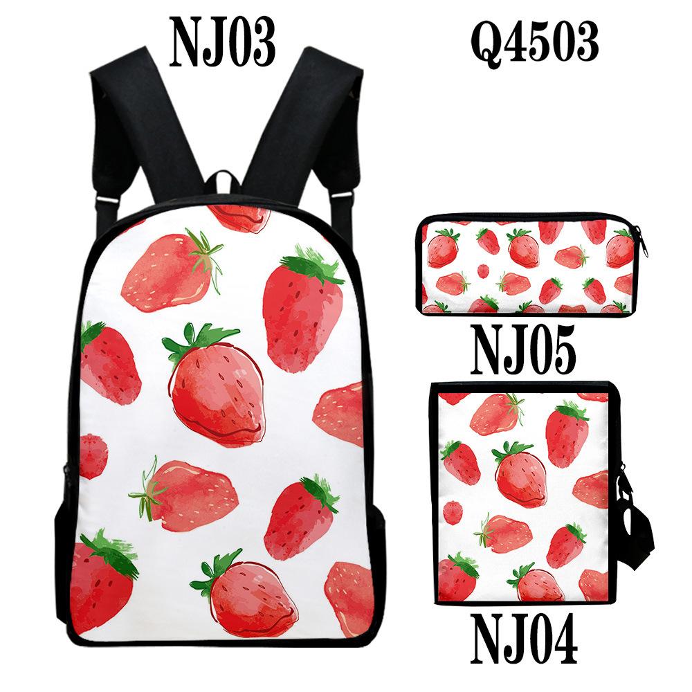 Klassiek Nieuwigheid Bijzonder fruit 3D Print 3 stuks/Set leerling Schooltassen Laptop Dagrugzak Rugzak Schuinhangende schoudertas Etui