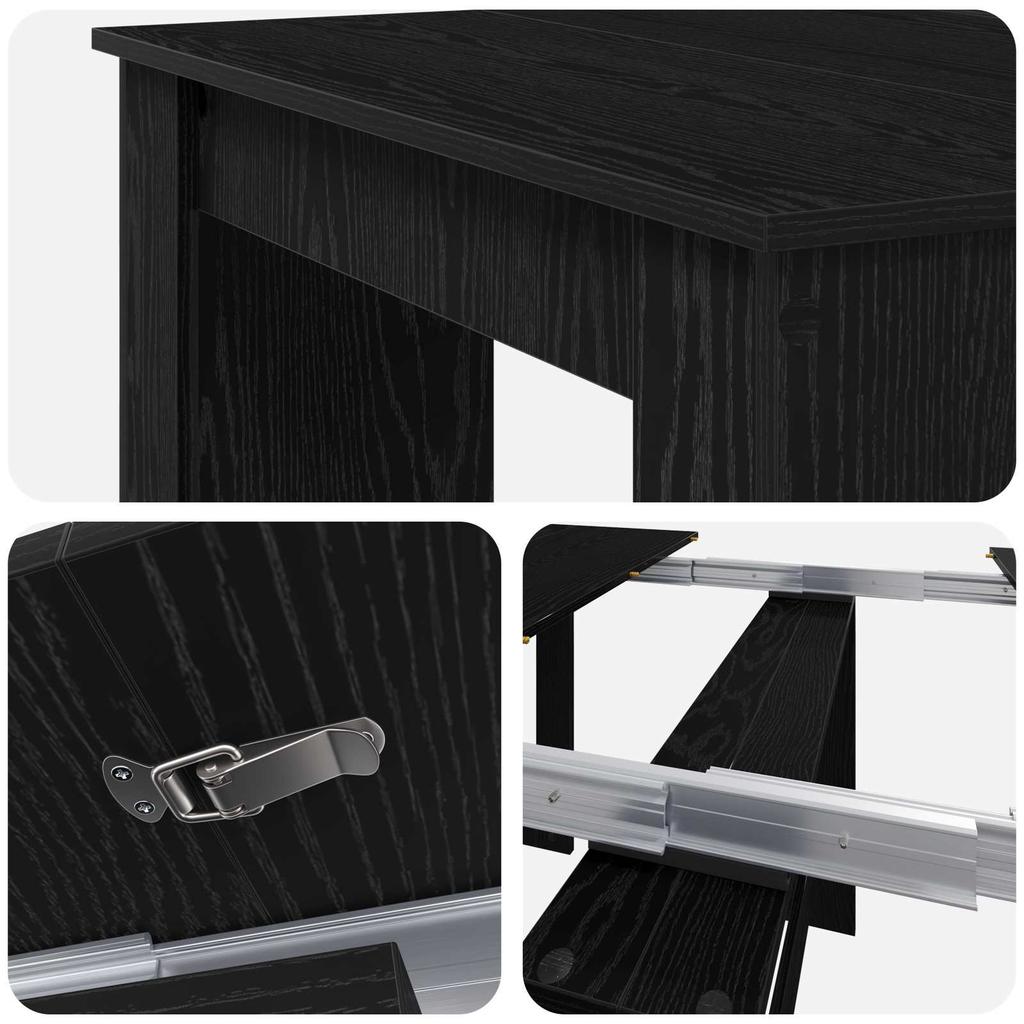 Dining Table 180 X 85 X 75 Cm Engineered Wood Black Oak