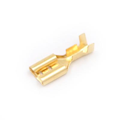 100 Pcs 6.3mm Gold Brass Car Speaker Female Spade Terminal Wire Connector