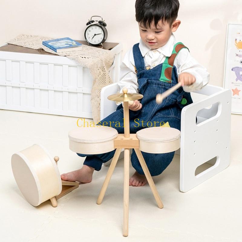 E7Ce Kids Musical Toy Drum With Foot Pedal For Rhythm Training Wooden Set