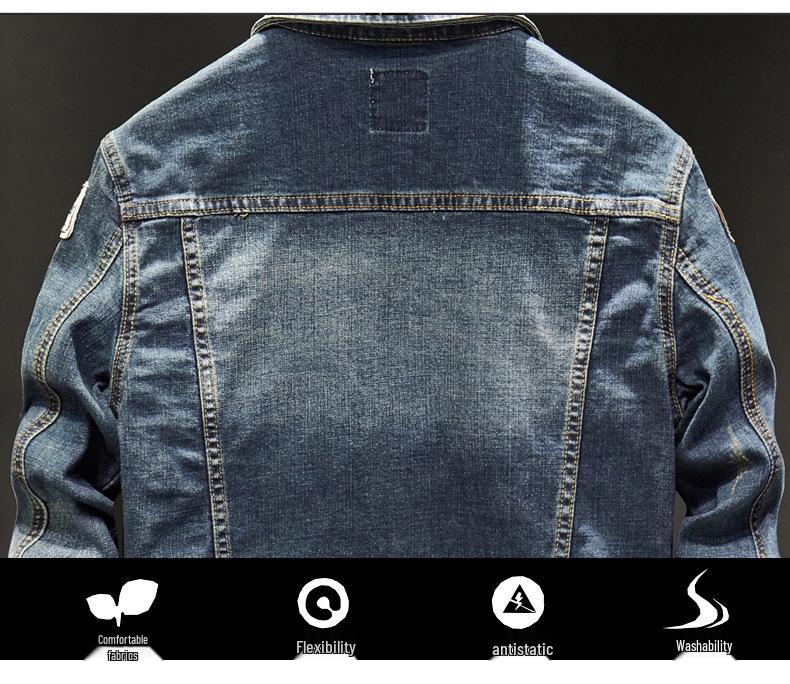 2025 Men's Retro Korean Style Denim Jacket: Printed Spring/Autumn Trendy Coat