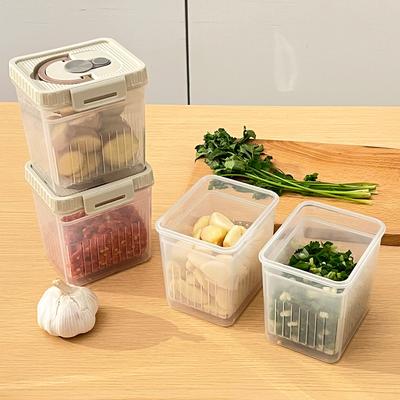 Clear Plastic Food Storage Box Portable Moisture Proof Sealed Snacks Grain Storage Container Drain Fruit Box Kitchen Organizer