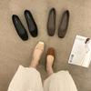 Retro square head simple shallow mouth single shoes women's grandma shoes 2025 spring and autumn new suede late evening wind flat bottom gentle shoes
