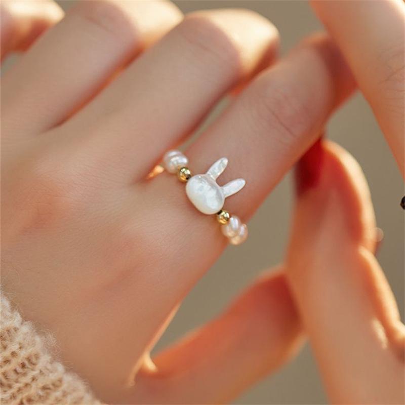 

Vintage Fox Cuff Trendy Metal Rings for Women Personality Retro Lovely Charming Resin Simple Rabbit Girls Party Jewelry Gift