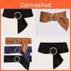 Ladies Belt Wide With Circular Buckle Suede Fashion Accessory For Looks Spring