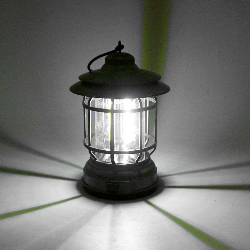 Vintage Style Mini LED Camping Lantern Warm White USB Recharge Travel Tent Lamp Vintage Outdoor Activity Lighting Portable Fishing Lamp