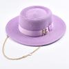 Eleganter Strohhut für Damen mit Bandverzierung, Partyhut, Reise-Sonnenhut für Strand Chapeau Femme