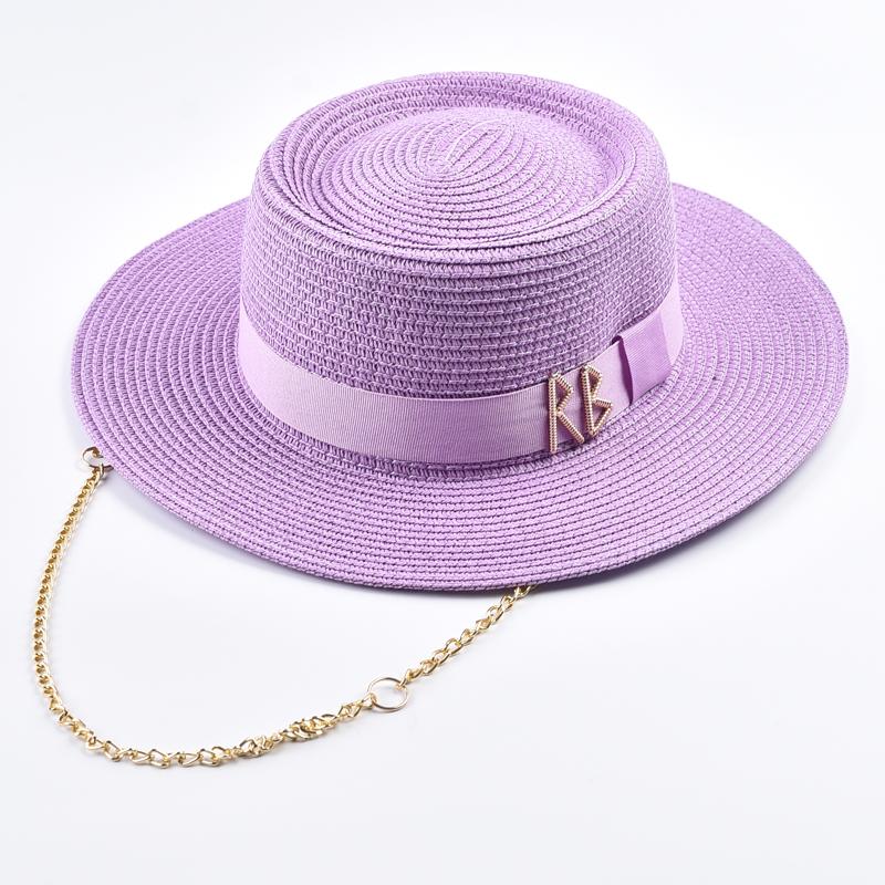 Eleganter Strohhut für Damen mit Bandverzierung, Partyhut, Reise-Sonnenhut für Strand Chapeau Femme