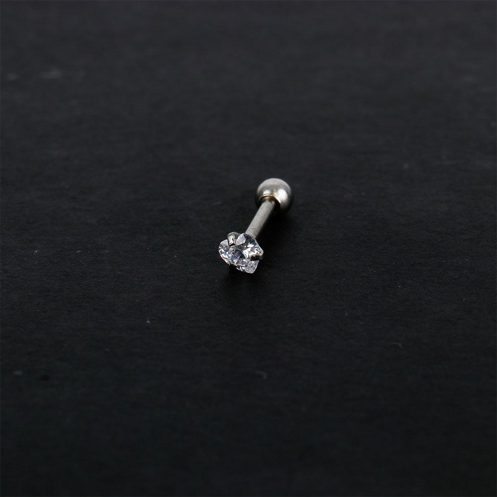 

Модные серьги-гвоздики из нержавеющей стали с цирконием для хряща, серьги-гвоздики в форме сердца из хрусталя, ювелирные изделия из стали, прозрачные Steel White Zirconium-3mm