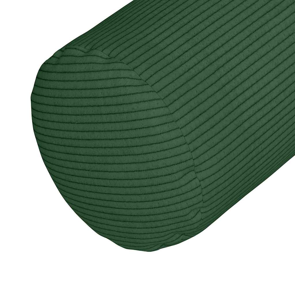 Bolster Cushions 2 pcs Dark Green Ø 25 x 70 cm Cord Fabric