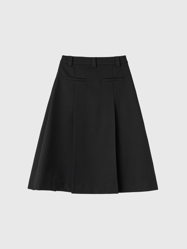 General Idea Classic Pleated Midi Skirt [Black] / Gf1Lsk503