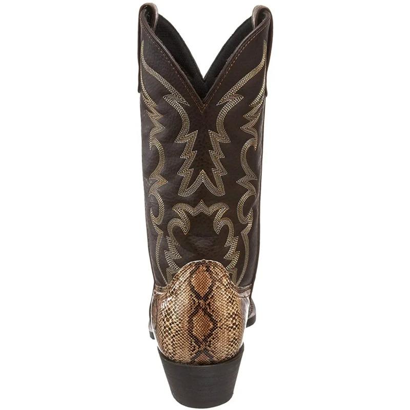 Plus Size 38-48 Unisex Shoes Snake Pattern Cowboy Boots Men Handmade Mid-calf Men Platform Boots Retro Pointed-top Western Boots