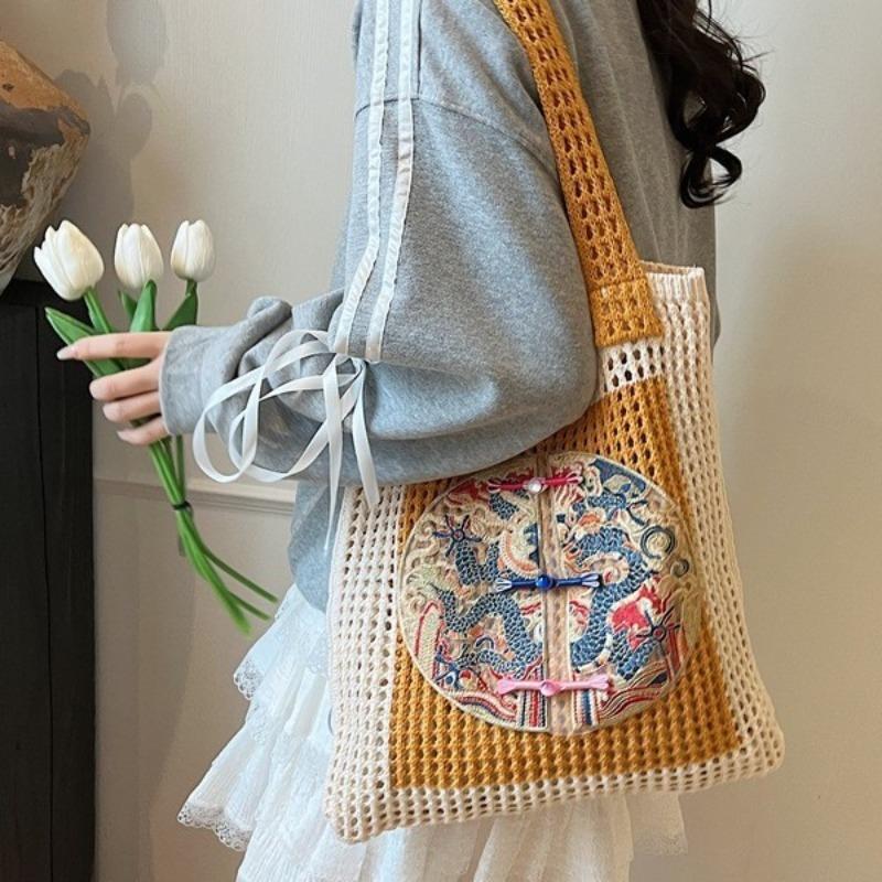Popular large-capacity woven tote bag women's new commuter seaside vacation style shoulder armpit bag