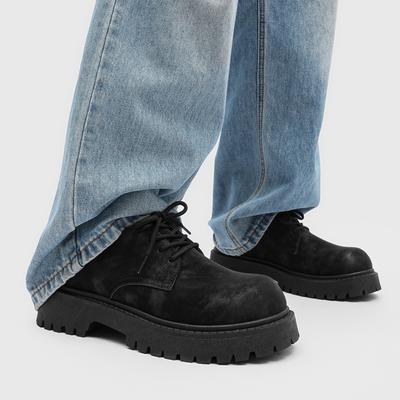 New Men's Big Toe Shoes with Thick Soles Comfortable Autumn and Winter Styles Height Increasing Simple Retro Style Versatile