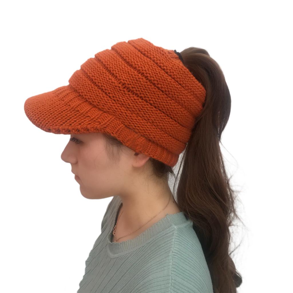 Popular, knitted ponytail hat without CC labeling duck tongue brim