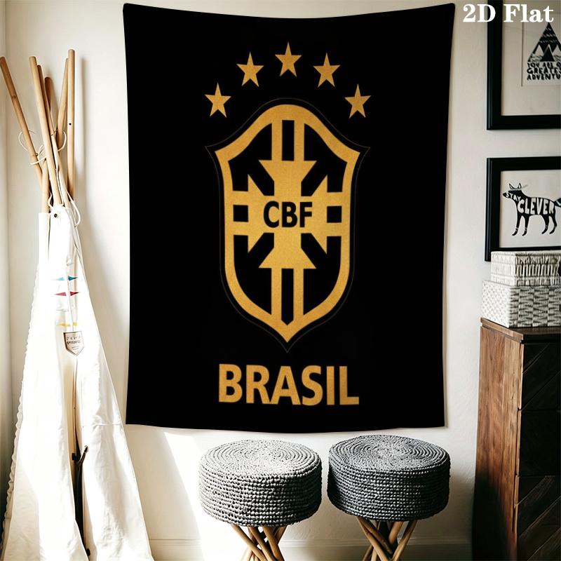 Brazilian Football Wall Tapestry Aesthetic Wall Hanging Printed Fabric Blanket Decorative Tapestries for Bedroom Living Room Home Decor