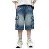 Jungen 2026 Sommer Mode Denim Capri-Shorts mit großen Taschen
