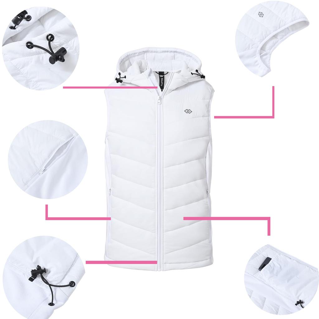 MoFiz Lightweight Down Winter Golf Available in Large Perfect for Outdoor Mountain Everyday Commuting Women's Vest, Vest, Warm, Lightweight, Hooded,