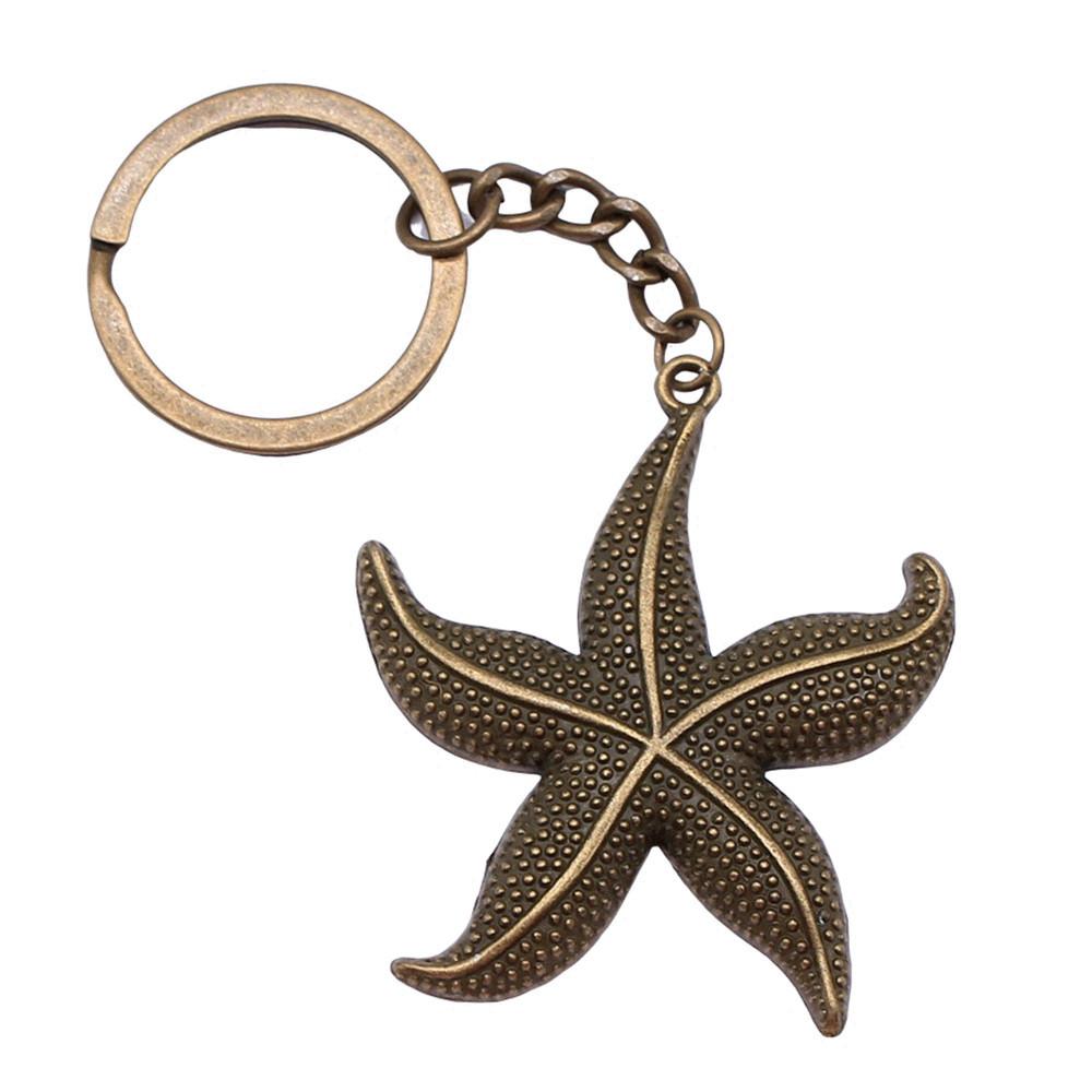 Starfish Shell Turtle Beach Ocean Keychain for Boys Trendy Boho Fathers Day Gift Classic Wallet Accessory