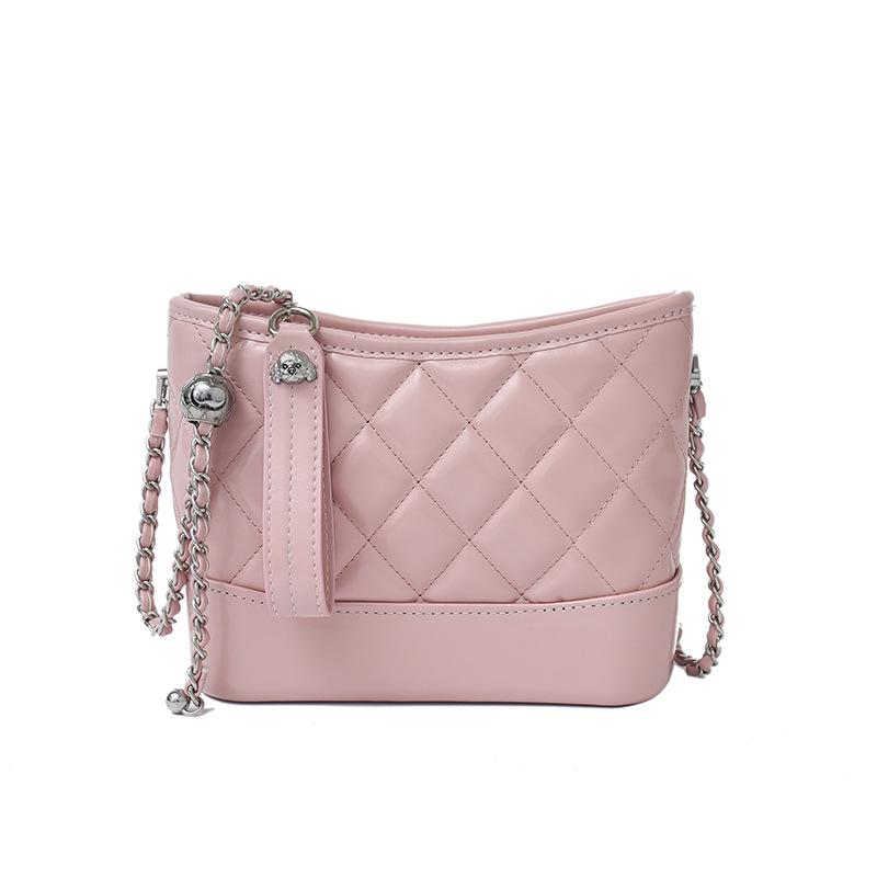 

Premium texture rhombus chain messenger bag small bag women s small satchel versatile fashion shoulder bag розовый