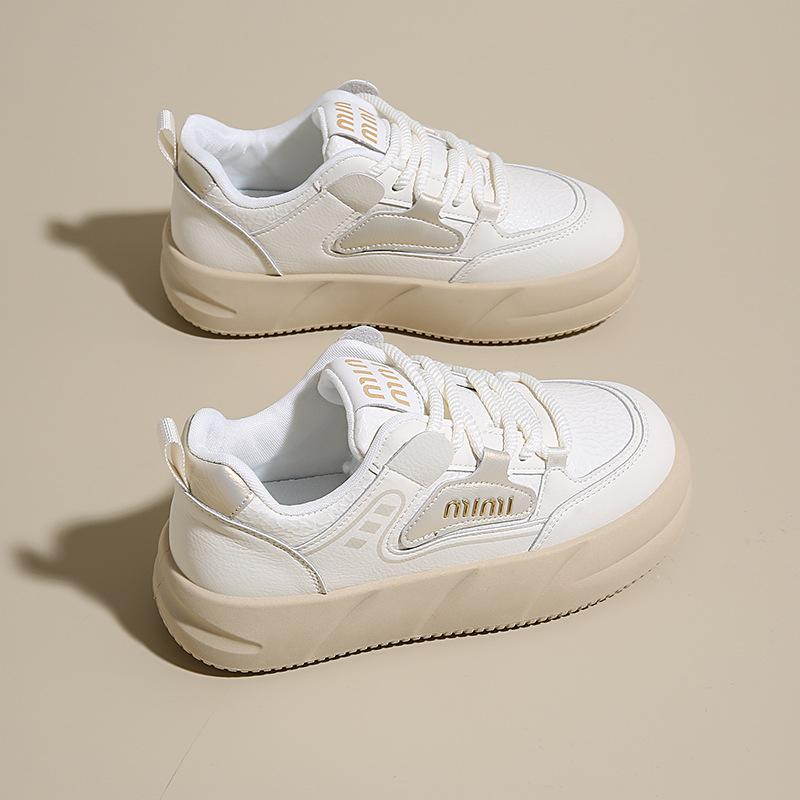 

2025 весна новые популярные женские маленькие белые туфли корейская версия дышащие модные кеды на платформе, увеличивающие рост и стройнящие 40