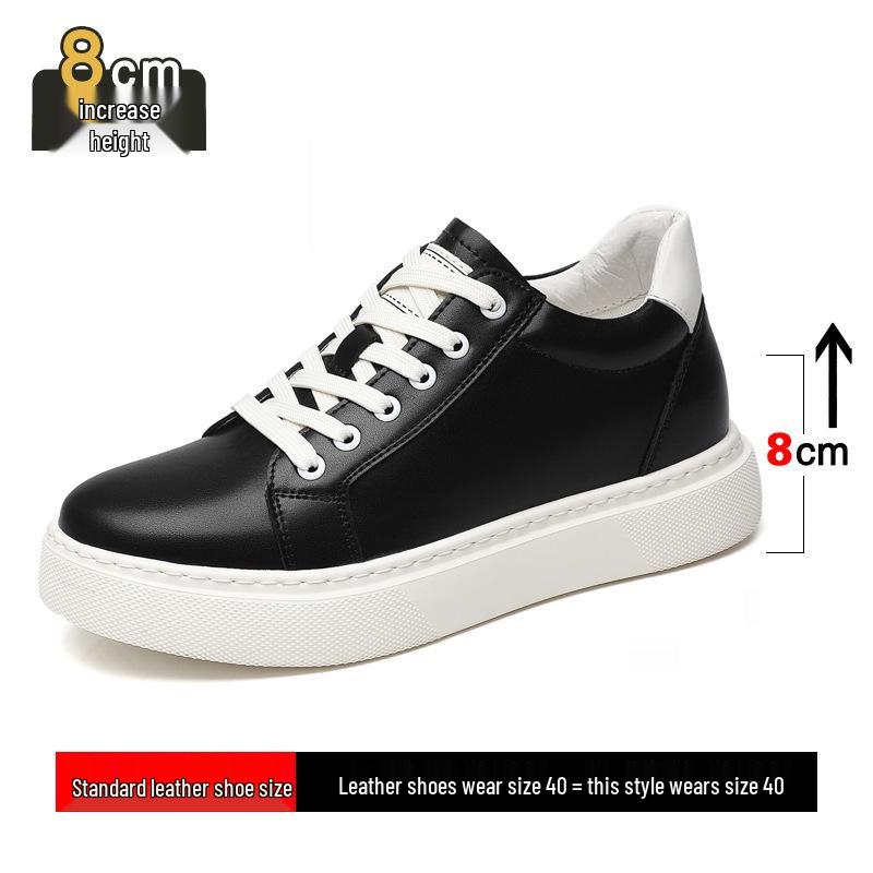 

Men s 8cm Height-Boosting Casual White Sneakers Size 43