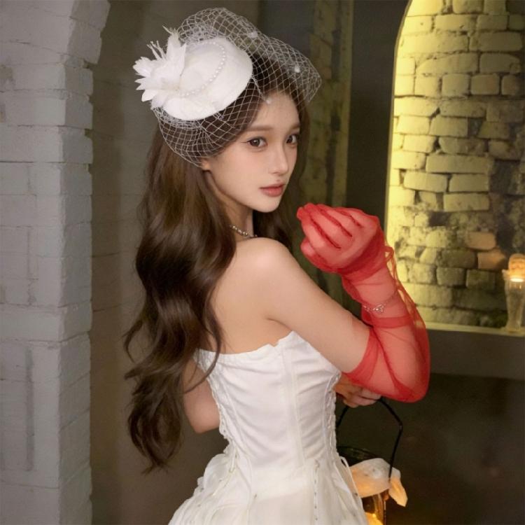 Feather Trimmed Faux Pearls Decorated Mesh Hat Elegant Evening Headwear Ideal For Wedding Guest Attires