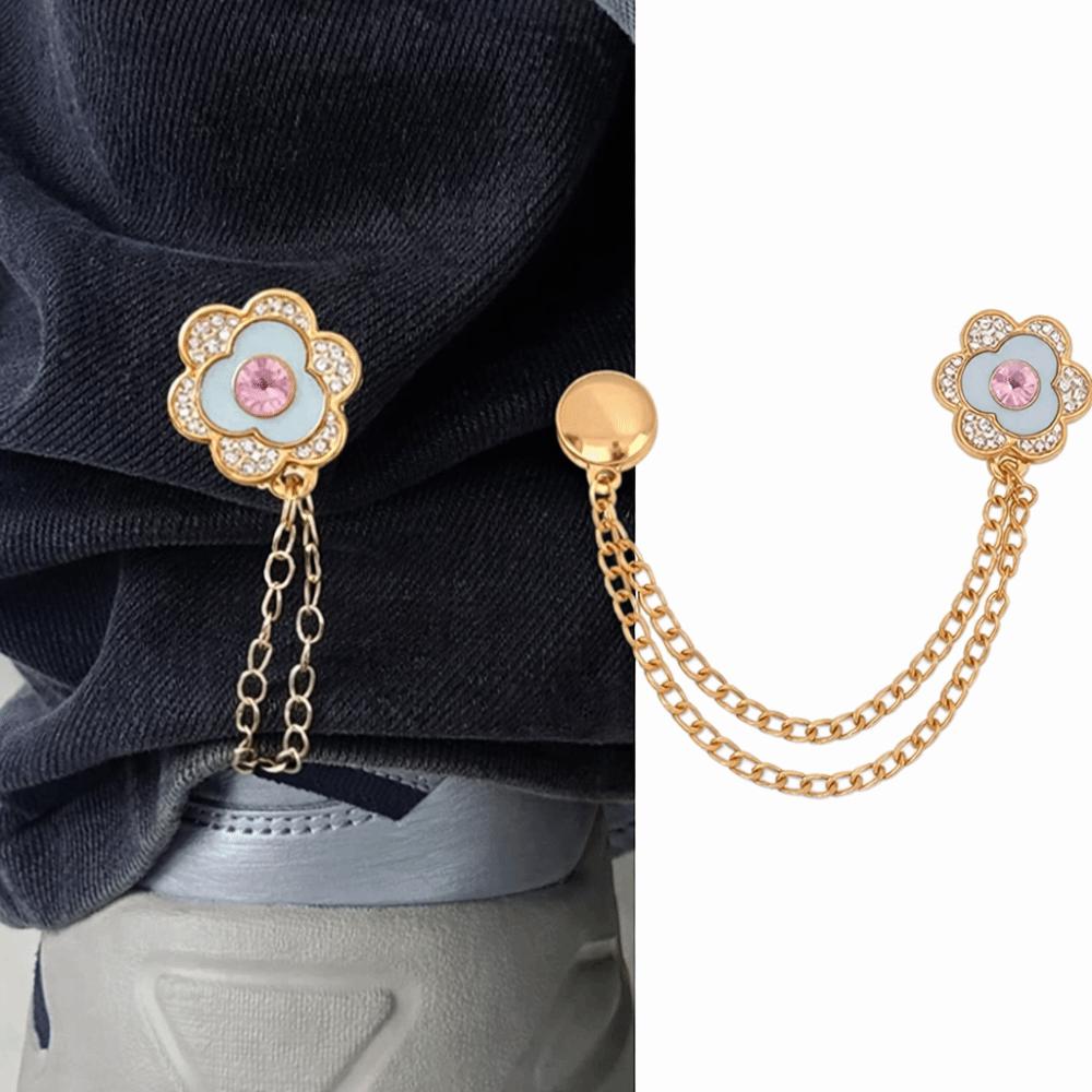 Adjustable Chain Metal Buttons Clip Seam Free Cuff Fixing Magnet Pin Clothing Magnetic Clasp  Pants