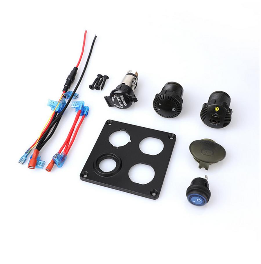 

Type-c Car 4 Panel Usb 12V Charger 36W Timer Socket With Usb To 12V DC Cigarette Lighter Adapter QC Quick Charge For Phone 3.0