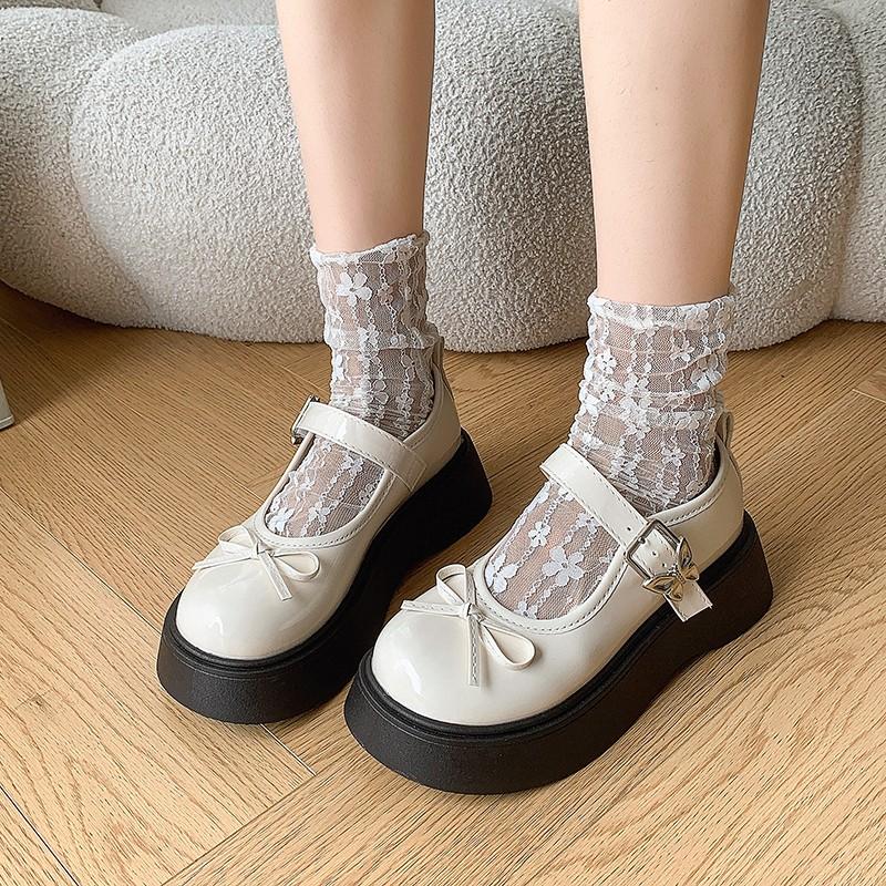Women Shoes Mary Jane Shoes Platform Woman Pumps Leather High Heels Student Shoes Shoes Spring 2025 Double Buckle