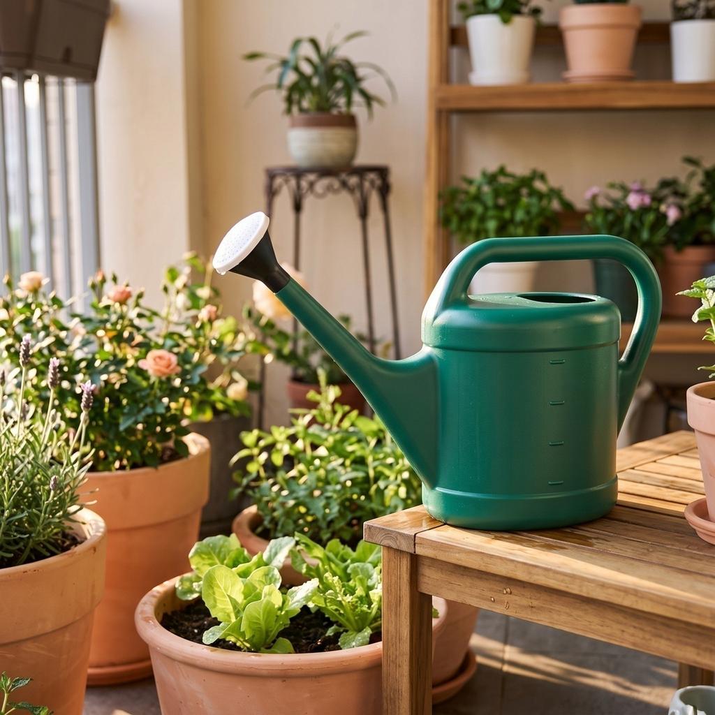 Kunststoff-Gießkanne 5 Liter Große Kapazität Langer Ausguss für Gartenpflanzen Blumen Gemüse Innen- und Außenbereich