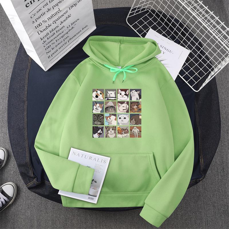 

Harajuku Cats Floral Casual Loose Hooded Sweatshirt - Hot Selling 16 Styles Extra Extra Large (XXL) фарби люмінесцентні зелений колір