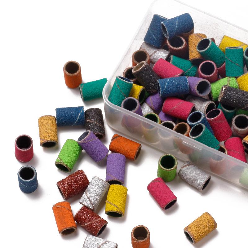 Colorful Mixed Nail Sanding Ring Bands Grit Electric Manicure Drill Grinding Heads Uv Gel Polish Removal Exfoliator Tools