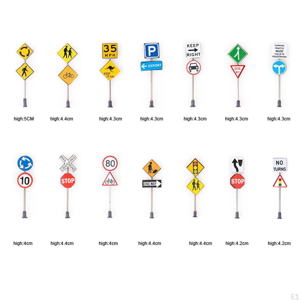 14cs DIY Micro Landscape Decoration Road Signs Freeway Scene Architectural Model Decor