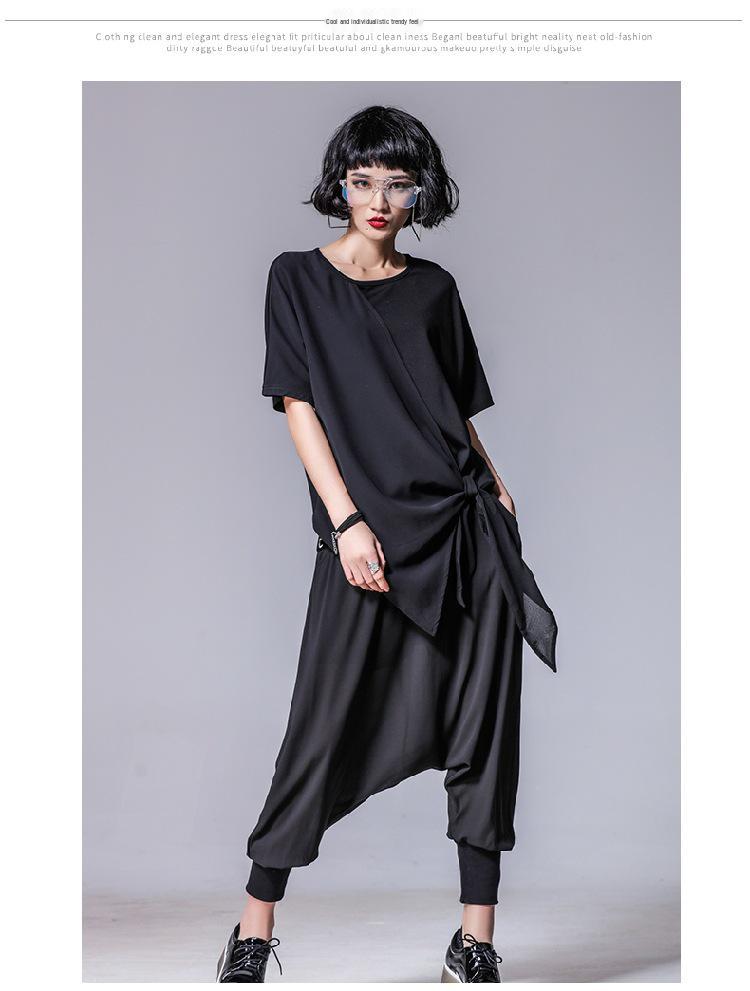 Asymmetrisches Damen-T-Shirt mit Chiffon-Modal-Einsatz, locker geschnitten