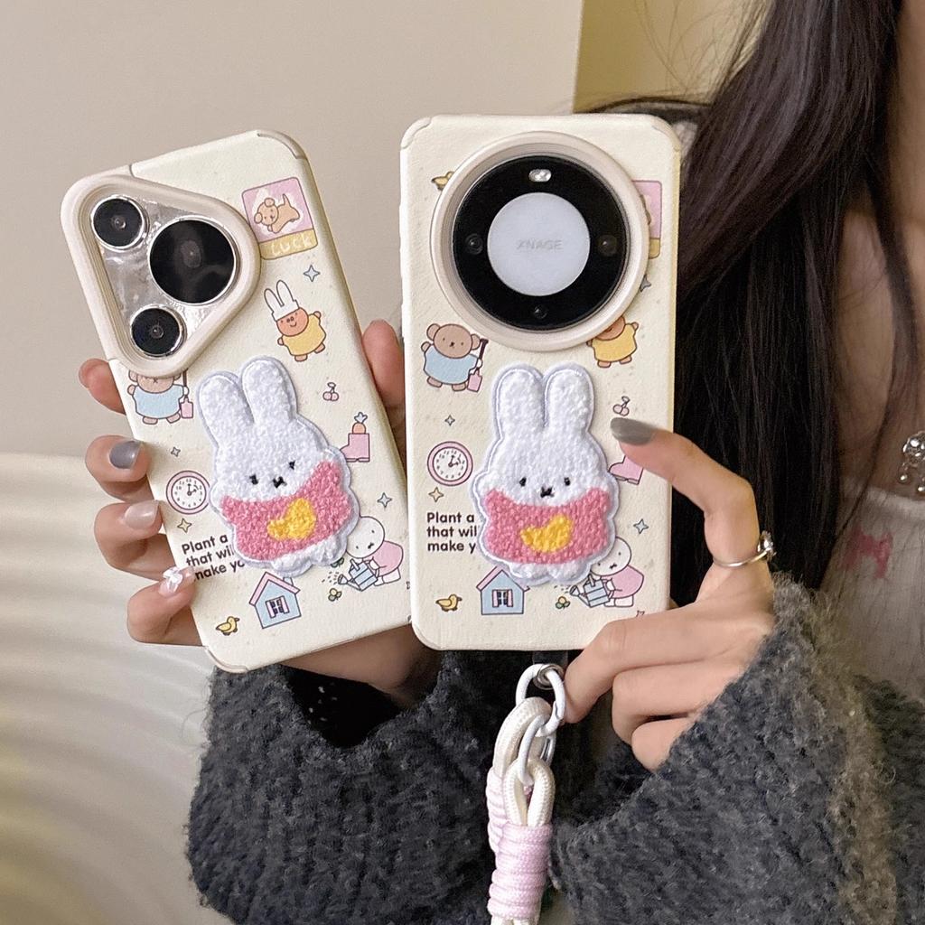 Dla etui na telefon komórkowy IPhone16 Nowy 15promax dla Apple 14 Trójwymiarowy haft ręcznikowy Królik Miffy 13Pro