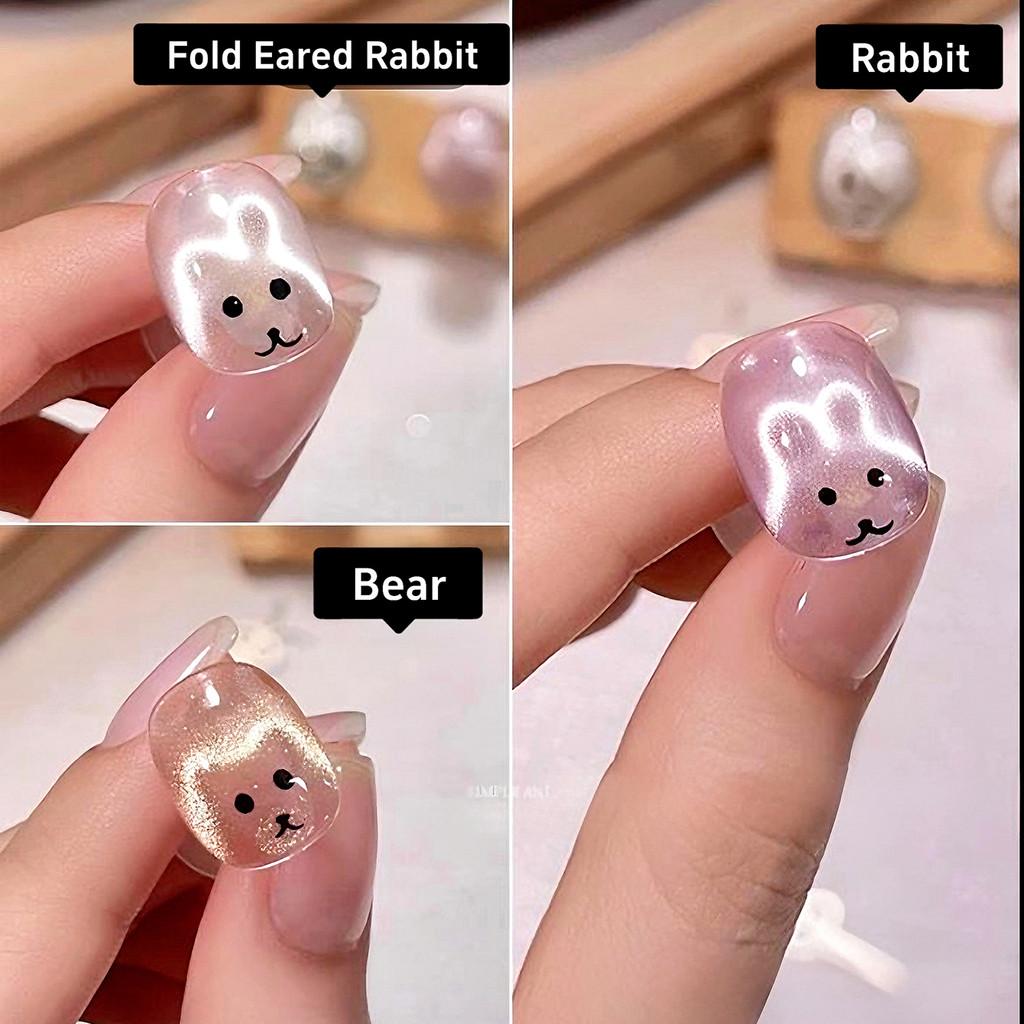 Rabbit Bear Cat Eye Magnet Set Cute Fold Ear Rabbit KT Cat Strong Magnet Nail Tool Small Iron Piece For Magnetic Polish Effects