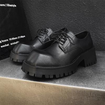 Men Fashion Original Leather Shoes Designer Square Toe Shoe Punk Rock Dress Black Trendy Platform Sneakers Youth Footwear