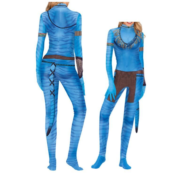 Anime Movie Avatar 2 Male and Female Tails Same Cosplay One-piece Tight Clothes
