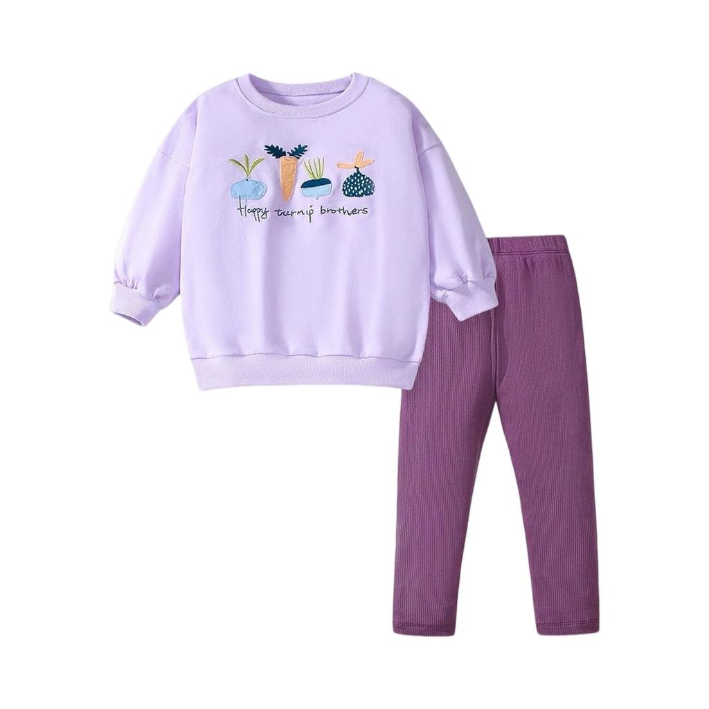 Cute Long Sleeve Cartoon Kids Set - Casual T-Shirt Outfit