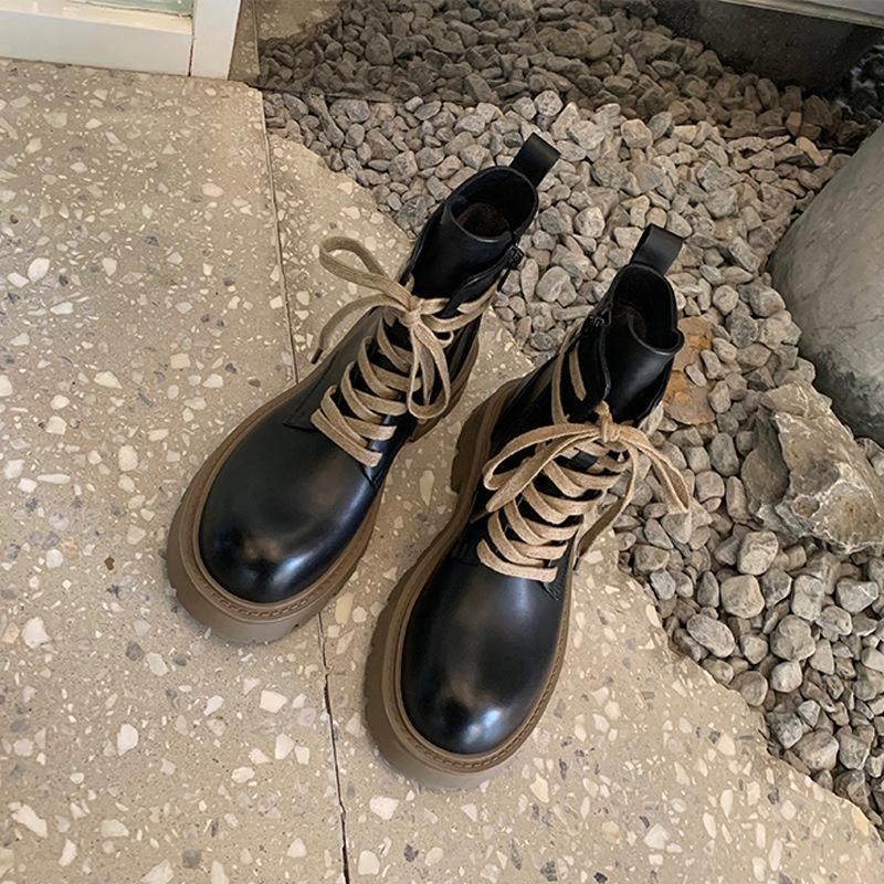 

Grape mother, the same 2025 autumn and winter new short boots, thin retro heightening thick-soled soft leather Martin boots women s genuine leather 40